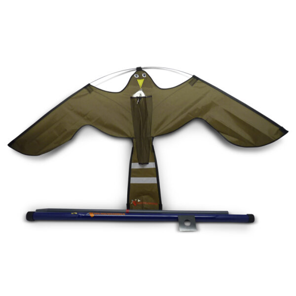 Vogelscheuche Falken Drache braun mit 7 Meter Teleskop-Stange